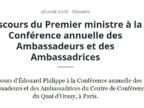 Lire la suite de : Conférence des ambassadeurs à Paris, mardi 28 août 2018 : synthèse du discours du premier ministre, Edouard Philippe