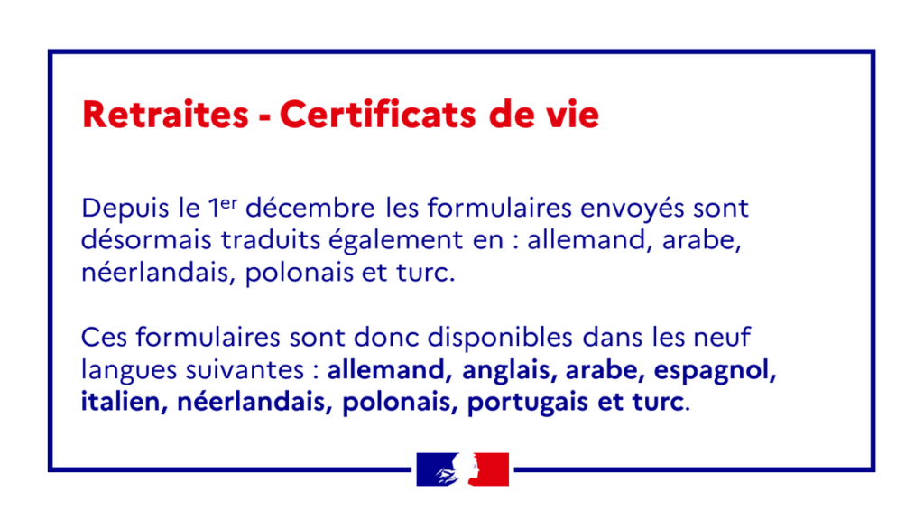 certificats de vie